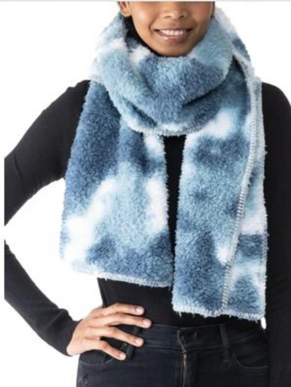 Jenni Printed Sherpa Scarf  Women. Gift Fall Cozy Neutral New With Tags Soft